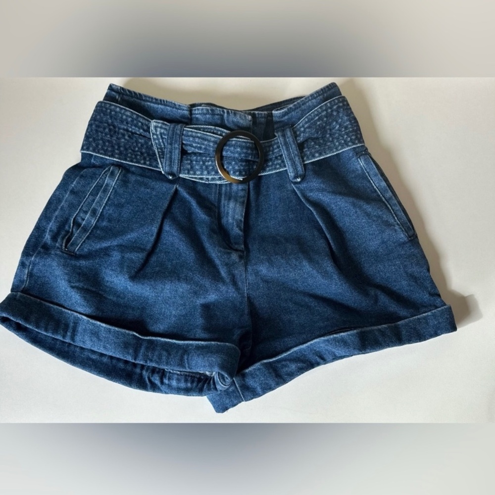 Sézane Rome High Waist Belted Denim Shorts Size 36 / US 4
